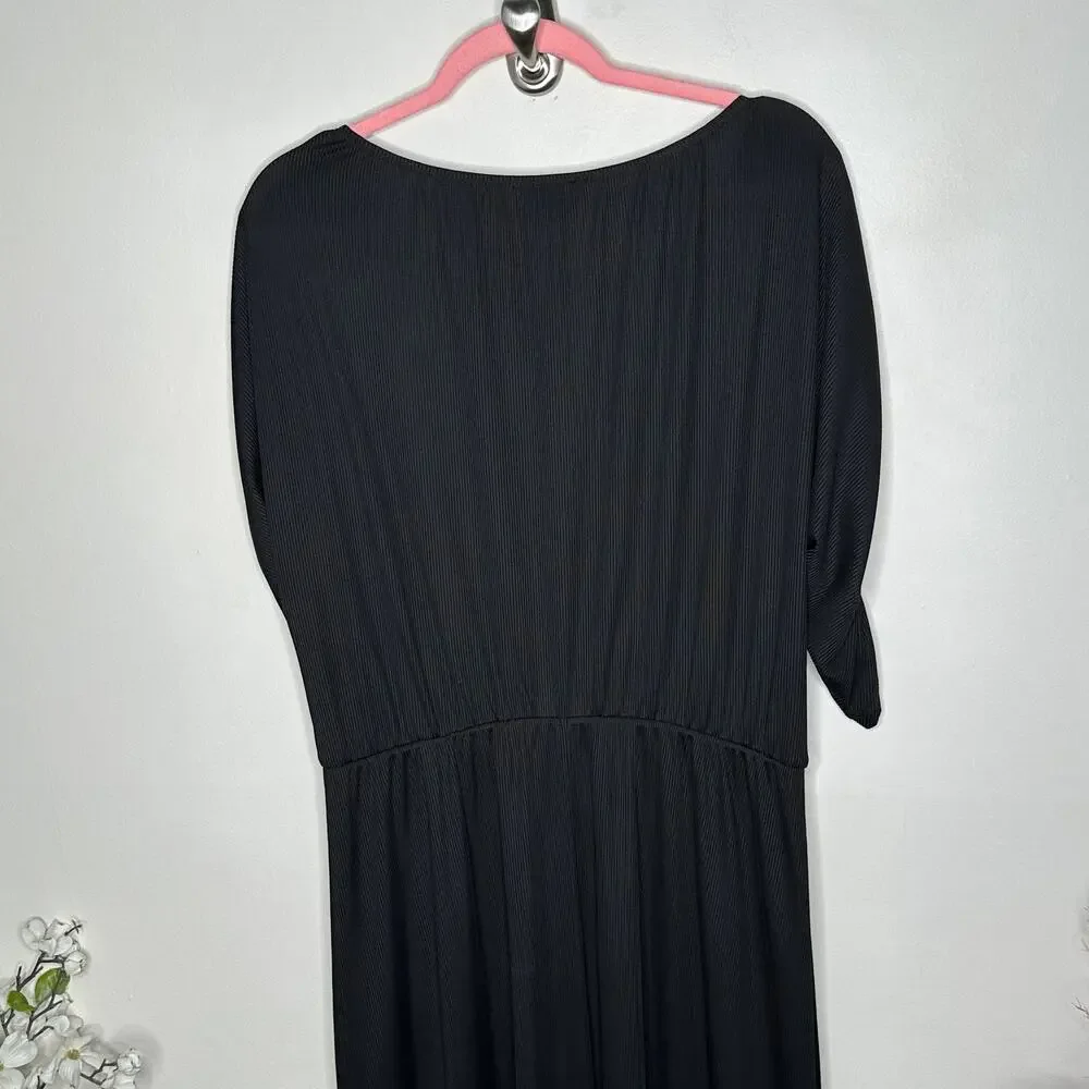 NSR Chloe Ruched Maxi Dress Black {3H52}